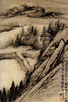 Shitao sube un piso más 1690 tinta china antigua Pinturas al óleo